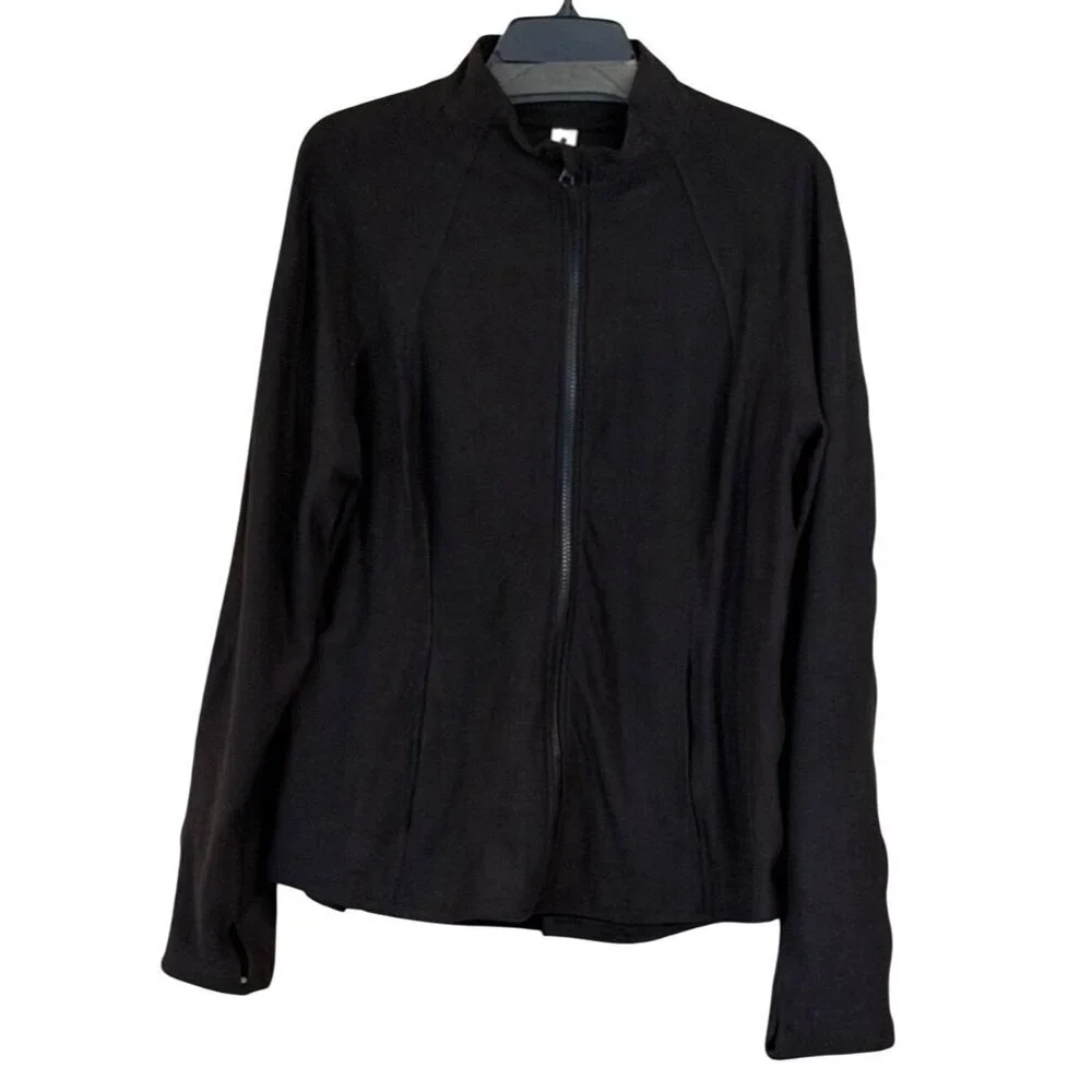 Yogalicious‎ Lux Black Heathered Full Zip Jacket Thumbholes Athleisure Size XXL